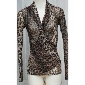 Karen Kane Top  Summer Leopard Print  top Small Long Sleeve
